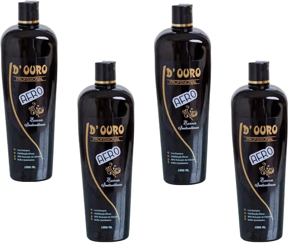 D’Ouro Escova Progressiva Afro 4×1000 ml – Kit escova progressiva para cabelos resistentes | brilho e maciez