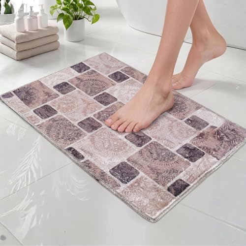 Image of Medallion Vintage Look Carpet for Living Room Bedroom Dining Room | Washable Area Rug with Non Slip TPR Backing | Modern Floor Carpet for Home(Design08-16x24 Inches)