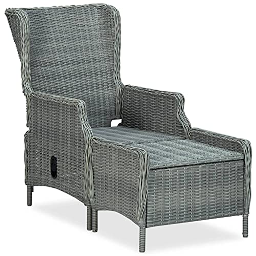 Yuhi-Hqyd 3 Piece Patio Lounge Set With Cushions,Afternoon Tea Suit,Conversation Furniture,Backyard Decor,Features Reclining Function, Poly Rattan Light Gray #TOP3