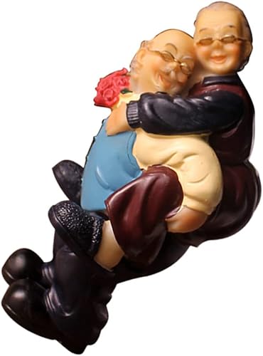 LIFKOME Adornos para ancianos cariñosos, manualidades de resina, decoración de tartas, estatuas de boda, estatuas de resina, estatua de pareja de