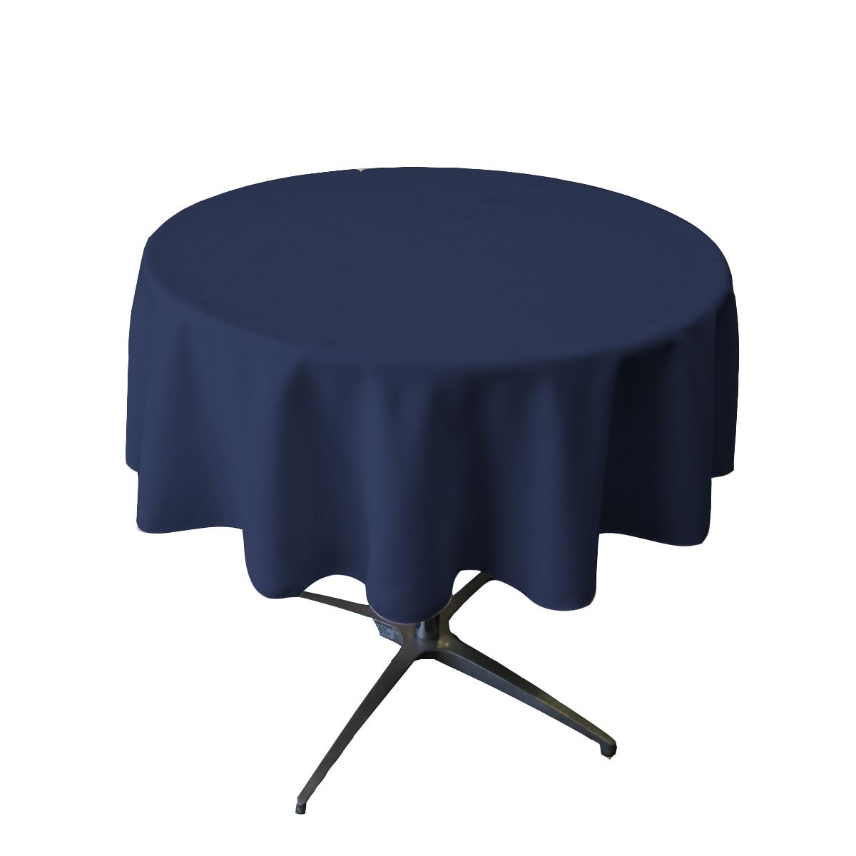 LA Linen Polyester Poplin Round Tablecloth, 58", Navy