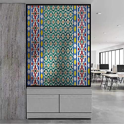 Frosted Glass Window Film Moroccan Decor Window Uv Blocking Opaque Opaque Window Covering Film For Home Office Glass Door (17.7 X 23.6 Inch) #TOP2