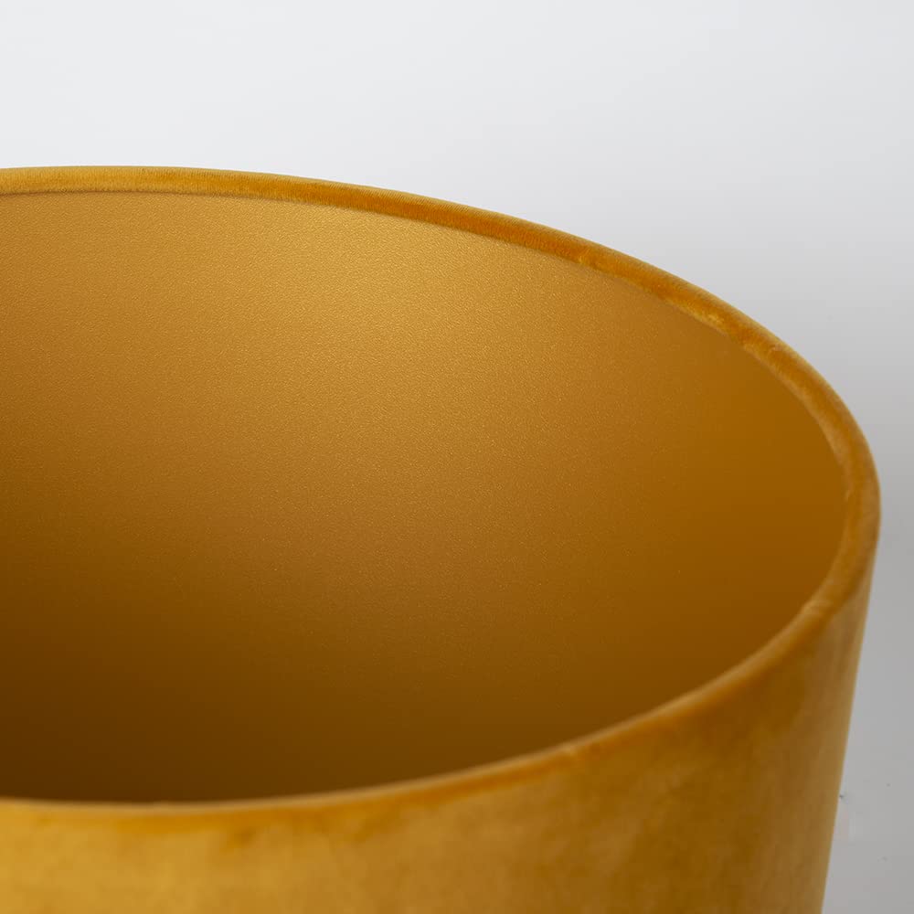 Paralume In Velluto Ocra Giallo, Diametro 40 Cm X Altezza 30 Cm - Per Lampade Da Terra O Sospensione, Crea Atmosfera Calda