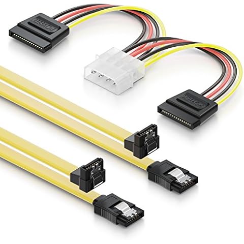 deleyCON 2x 0,5m Cables S-ATA con Adaptadores de Alimentación SATA Cover