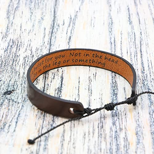 Joycuff Gifts For Dad Son Brother Friends Inspirational Leather Bracelets For Men Christmas Birthday Jewelry I'd Take A Bullet For You. Not In The Head, But Like In The Leg Or Something #TOP4