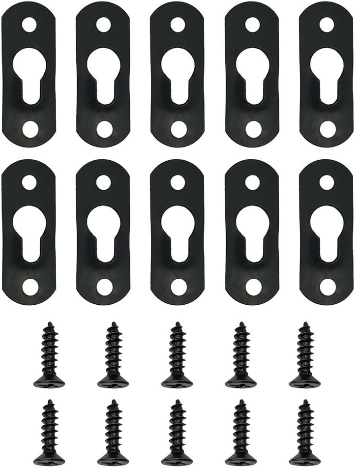 Metal Keyhole Hangers Heavy Duty Wall Mounts Black Iron Fasteners for Picture Frames Wall Art Hanging Hardware