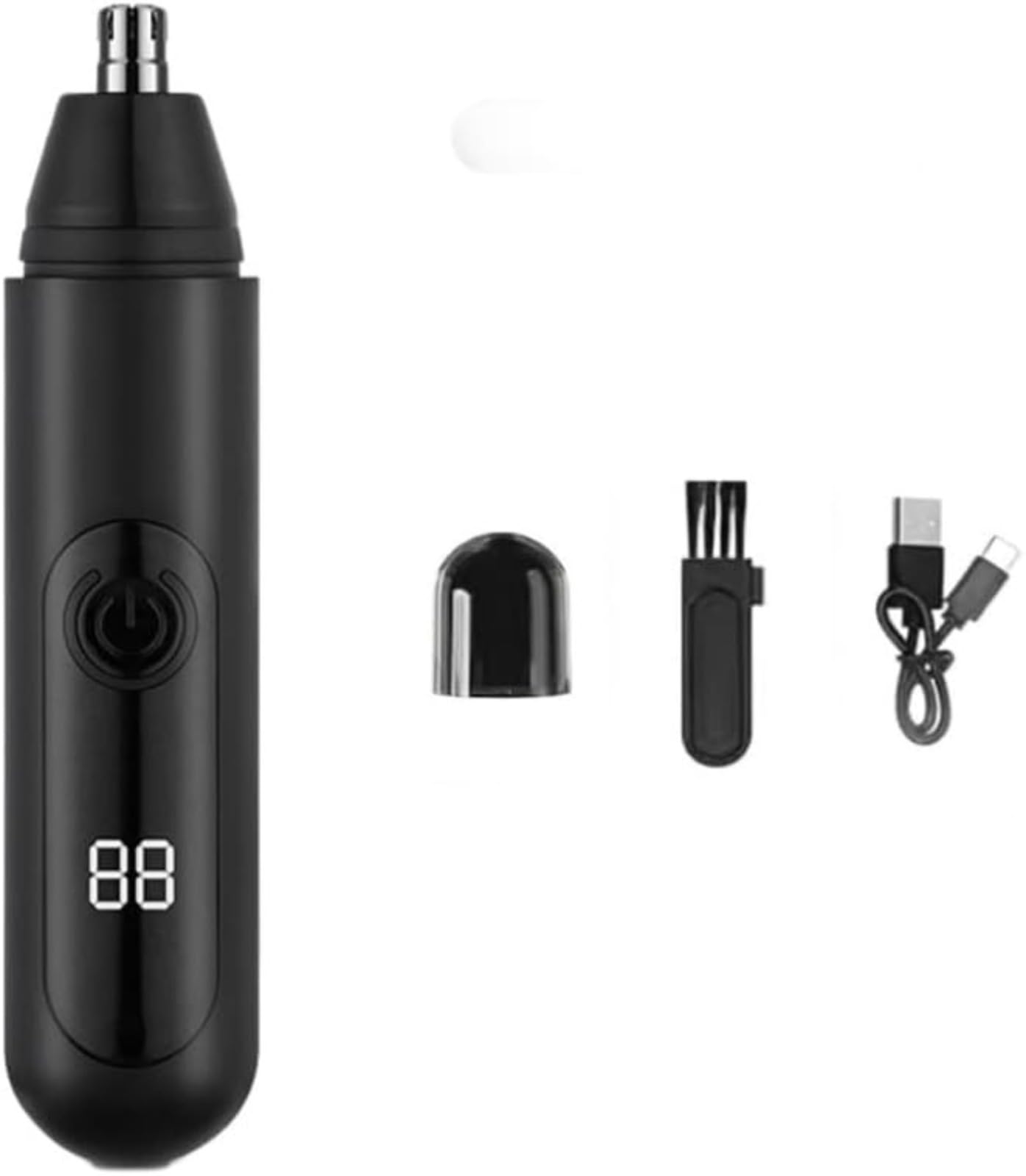 Rasoio per peli del naso, strumento di taglio ultra silenzioso, taglio di precisione a 360°, ricaricabile, ricarica USB, display a LED, per uomini e donne