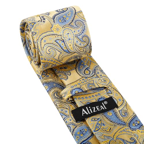 Image of Alizeal Mens 3.15'' Vintage Paisley Tie Pocket Square Set | Elegant Perfect for Banquet Wedding and Party