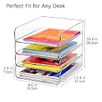 DCA 4 Tier Clear Desk Organizer, Stackable Paper Tray, Desktop File Sorter - Image 2