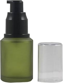 Ericotry 1PCS 60ml 1oz Frosted Empty Glass Cosmetic Cream Lotion Pump Bottle with Black Pump Head and Anti-Dust Cap for Beauty Liquid Essential Oil Facial Cream Emulsion Travel Containers (Green)