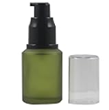 Ericotry 1PCS 60ml 1oz Frosted Empty Glass Cosmetic Cream Lotion Pump Bottle with Black Pump Head and Anti-Dust Cap for Beauty Liquid Essential Oil Facial Cream Emulsion Travel Containers (Green)