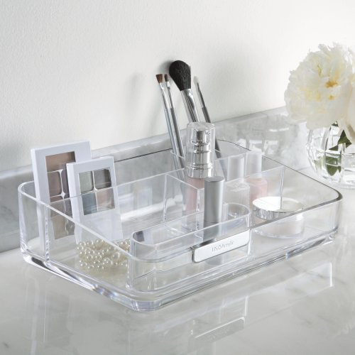 US Acrylic Large Clear Plastic Makeup Organizer with Removable Compartment | Signature Collection