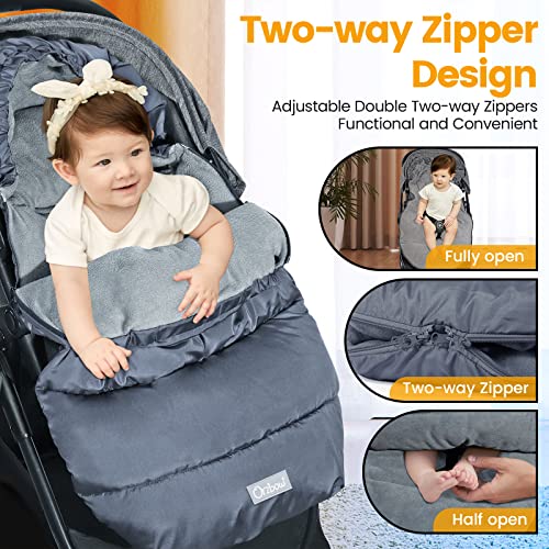 Image of Orzbow Universal Stroller Footmuff, Winter Baby Bunting Bag, Weather-Proof | Warm Cozy Down Alternative, Soft Machine Washable Blanket Cover with Adjustable Buckles, Fits Most Strollers, Baby Essentials