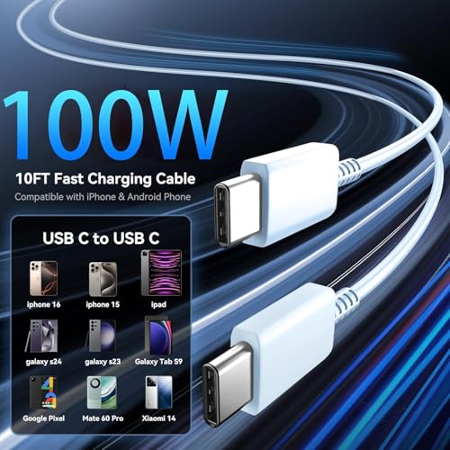 Image of Phone 17 Charger Fast Charging, 45W Dual USB C Charger Block,USB C Wall Chargers with 10FT Long USBC Charging Cable Cord for Phone 17 16 15 Pro Max /17 16 15 Pro /Plus,Pad Pro /Air,S25 /S24-Gradient Blue