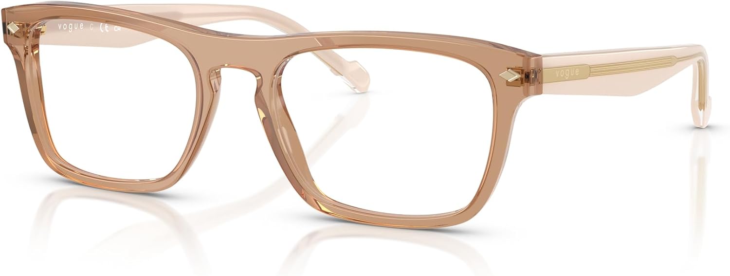 Vogue Eyewear Men's Vo5619 Square Prescription Eyewear Frames Transparent Brown/Demo Lens 52 Millimeters image 2 of 5 B0DT4VGR6J