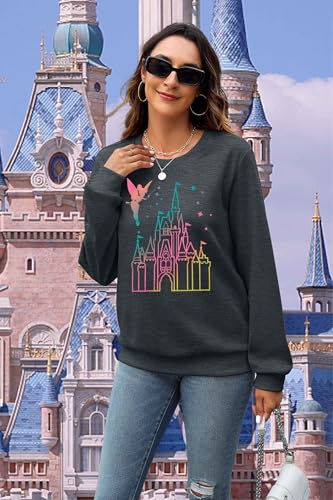 Mnlybaby Magic Kingdom Sweatshirt Women Magical Castle Shirt Cute Fairy Pullover Family Vacation Shirts Long Sleeve Tops Grey thumb #1