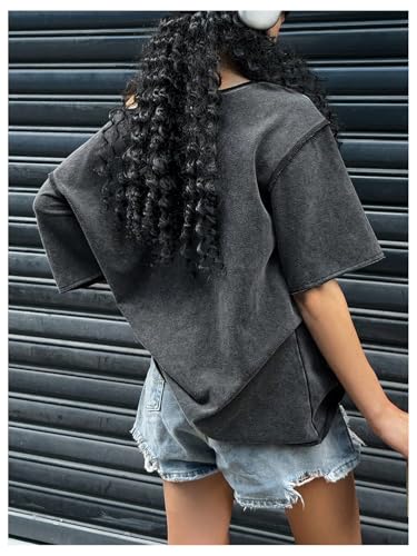 Women's Plus Size Gothic Graphic Tees Y2K Distressed Off The Shoulder Tops Streetwear Summer Tops2