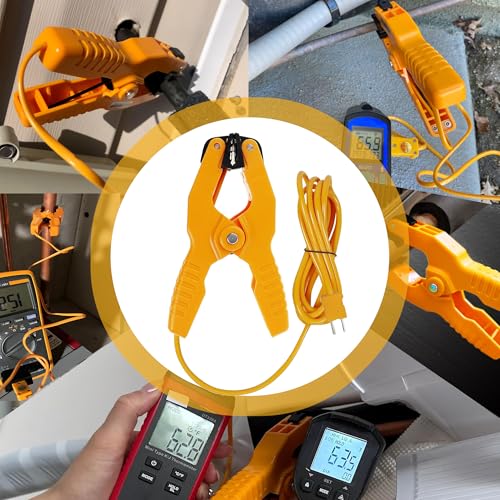 ZIBOO ATTPC3 Pipe Clamp K-Type Thermocouple Adapter,Pipe Temperature Clamp for HVAC/Multimeter, Temperature Sensor Probes Measures -40~392℉(-40~200℃) Compatible with Klein Tools