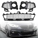 GXARTS 3PCS Left & Right & Center Front Bumper Fog Light Grille Black 51118054503...