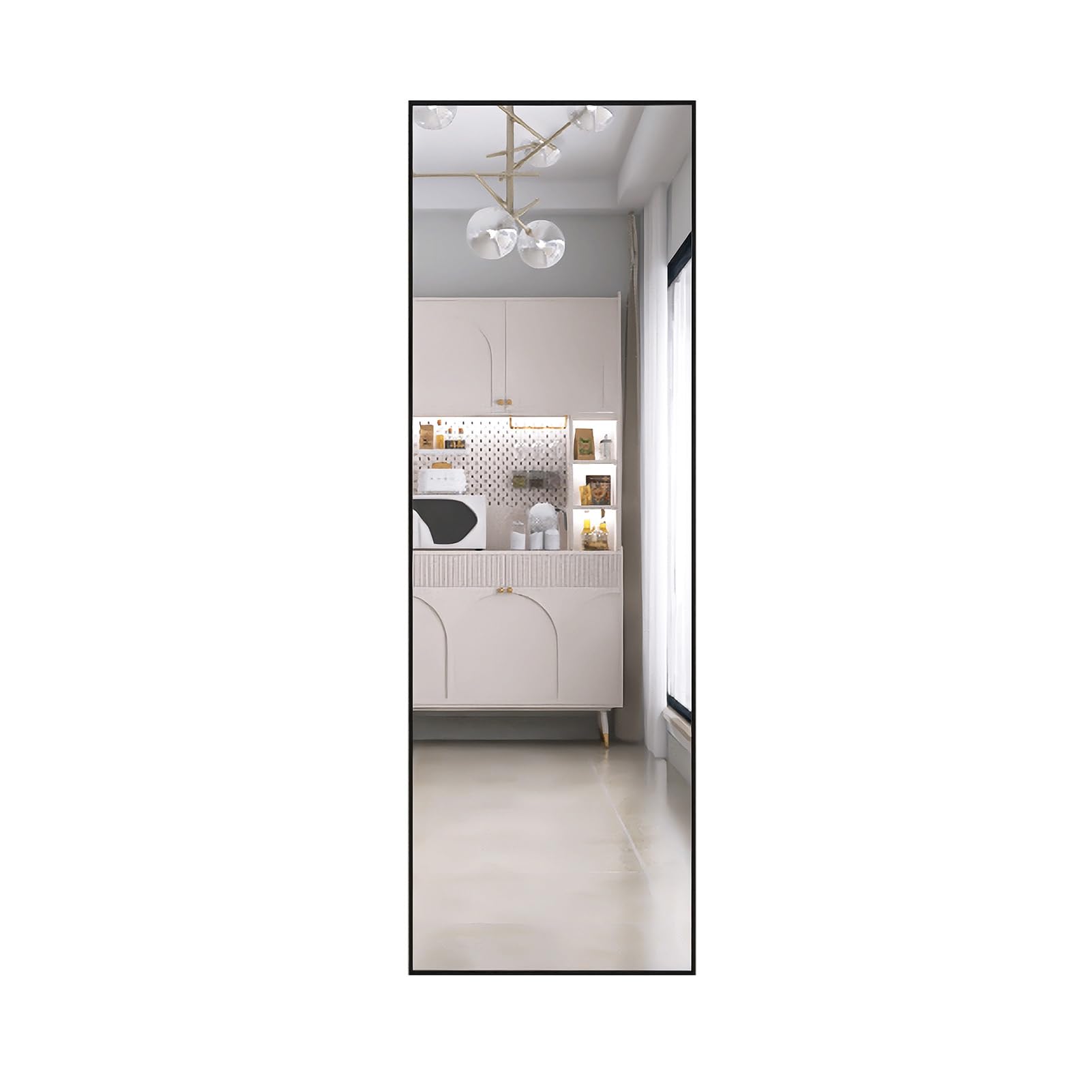 BRILVERDE Specchio da parete per figura intera 165 x 60 cm, Specchio da terra, Grande specchio per figura intera con cornice in alluminio, Specchio da parete per figura intera con supporto per camera