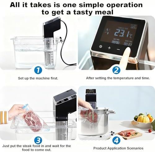 Sous Vide Machine, 1600W, Sous Vide Cooker, Stainless Precision Immersion Circulator Device, for Vacuum-Sealed Meat or Vegetables