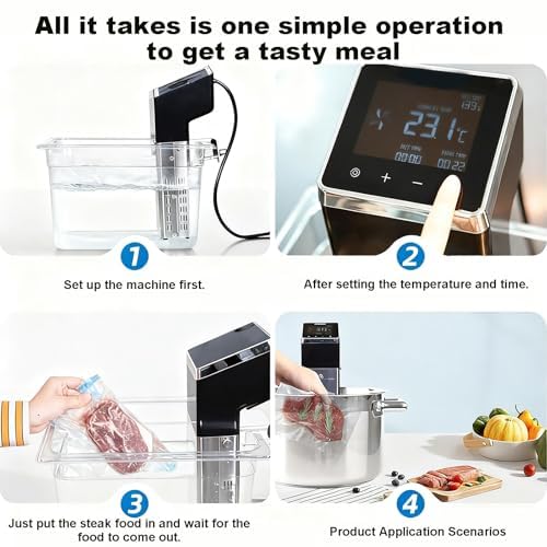 Sous Vide Cyrkulator zanurzeniowy, wydajna konstrukcja pompy, 1600 W, kompletny zestaw do gotowania Sous Vide dla domowych kucharzy i początkujących