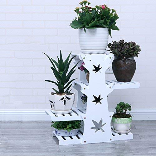KEKEYANG Flower Stand Massive Multilayer Balcony Living Room Modern Landing Flower Pot Swap Frame Indoor Planting Scaffold (Color: Type S Charcoal Green or Scoe E 5 Layer)
