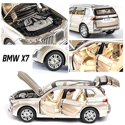 Image of Invite Enterprise Exclusive Alloy Metal 1:24 BMW X7 Model Car, Zinc Alloy Die-cast Toy Vehicles, Openable Doors, Music, Lights & Pull Back Toy Car with Sound & Light for Kids (BMW X7 SUV) - Multicolor