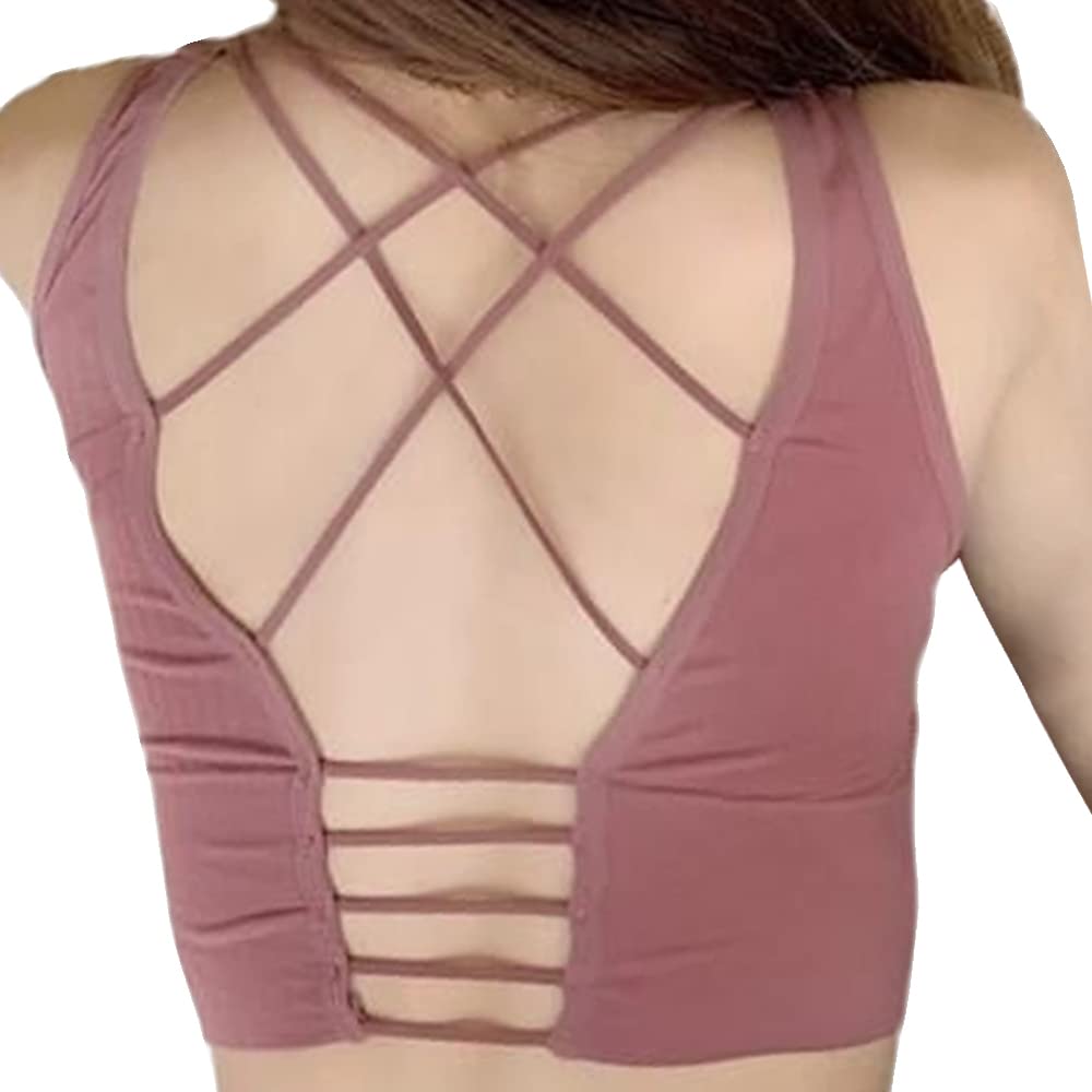 Longline Strappy Sports Bra, Low Impact Yoga Bras for Women