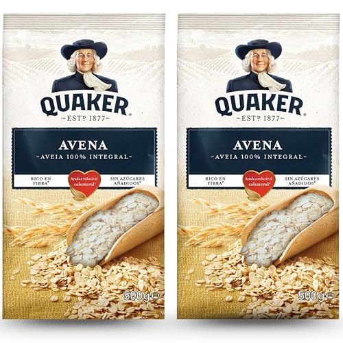 Avena 100% Integral - Cereal con Quaker de Avena Rico en Fibra - Sin Azúcares Añadidos - Pack Laborawi (2 x 500g)