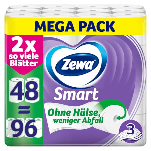 Zewa Smart Toilettenpapier Ohne Hülse, Großpackung Mit 48 Rollen (6 x 8 x 300 Blatt) – Ansicht 1