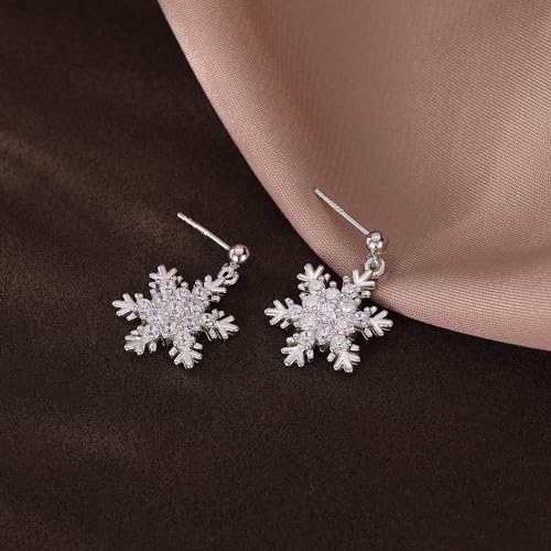 SLUYNZ Solid 925 Sterling Silver Sparkling CZ Snowflake Studs Earrings for Women Teens Snowflake Earrings Studs4