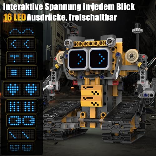 Technik Roboter Bauspielzeug für Kinder, 5 in 1 Robots mit App & ferngesteuert Technic Wall robotik bausatz mit 16 LED Mimik, 373 PCS RC programmierbarer Roboter Spielzeug Geschenk für 6 7 8 10 Jahre