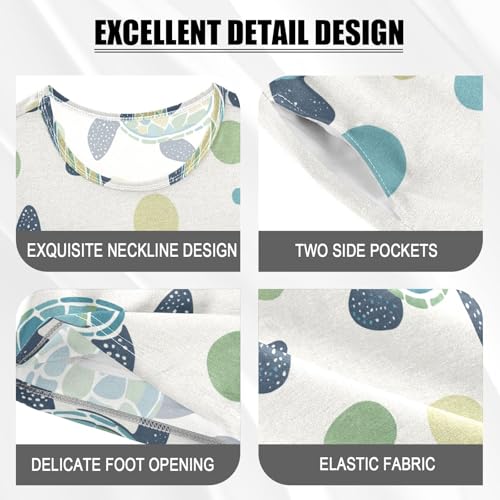 ALAZA Turtles Polka Dots Pajama Set Short Sleeve Sleepwear Soft Lounge Nightwear4