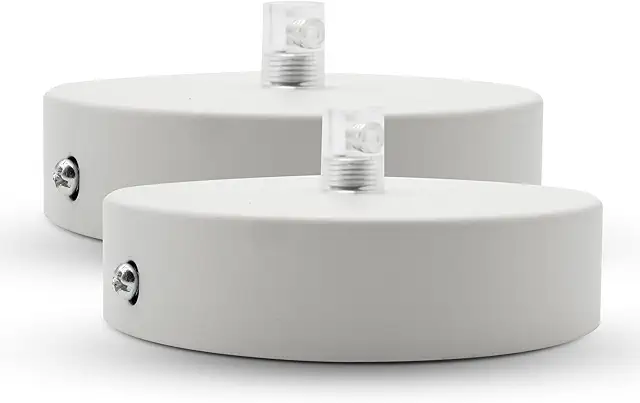 DOJA Barcelona Deckenlampen Baldachin Weiß 2er Pack - Metall Deckenrosette 100x25mm