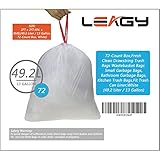 LEAGY Tall Kitchen and Office ‎Drawstring Trash Bag Cleaning Supplies, Fresh Clean - 13 Gallon - 72 Count - 0.8MIL (49 Liter / 13 Gallon)