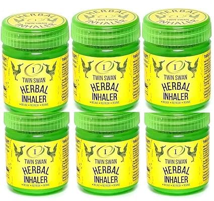TWIN SWAN HONGTHAI Traditional Thai Moderate Strong Herbal Inhalent Inhaler (10 g) (Pack Of 6)