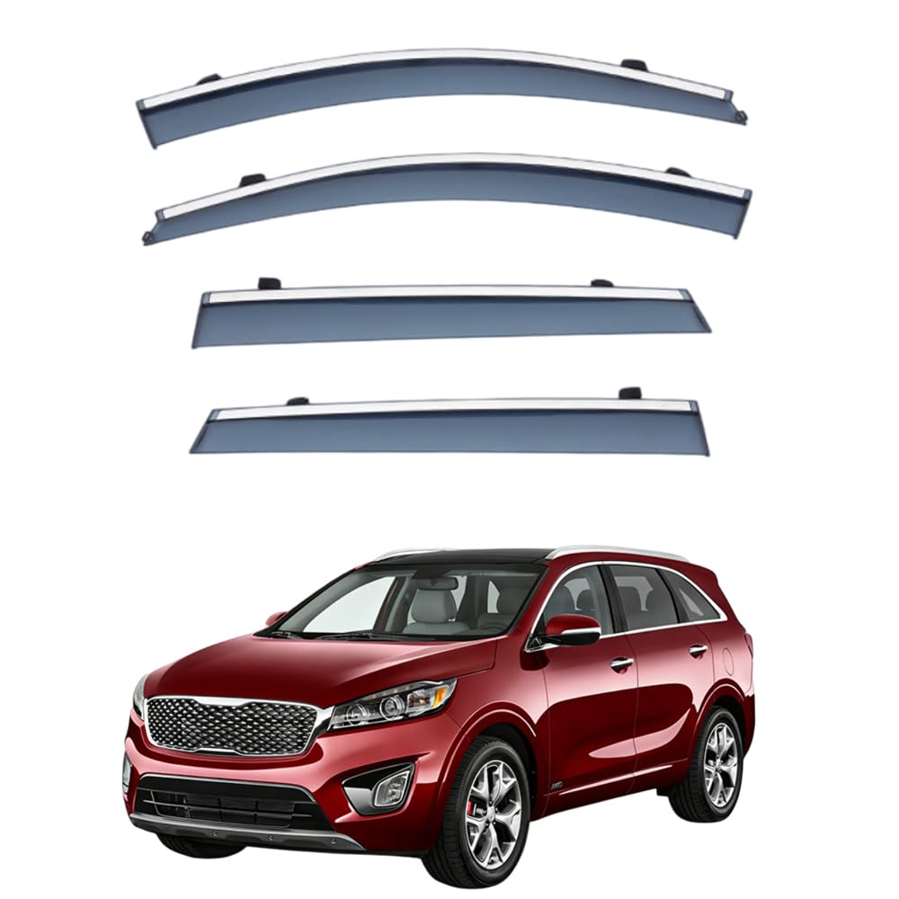 QOEMRHELT 4pc Set In-Channel Wind Deflectors, for Kia Sorento (UM) 2015-2020 Window Visors Rain Guards Vent Visors Rain & Sun Protection,Car Accessories