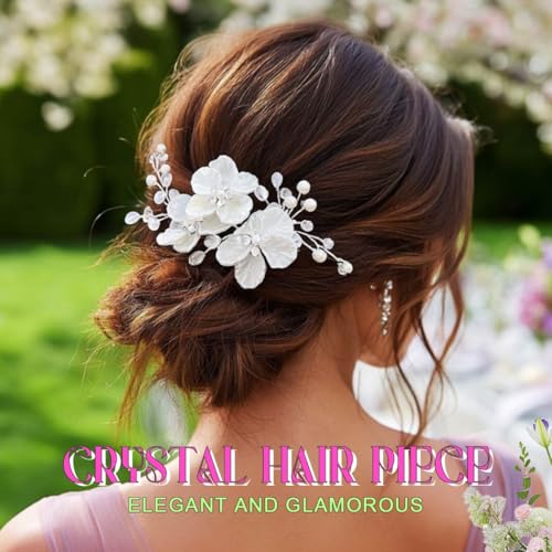Pinzas para cabello con brillantes y perlas plateadas miniatura 4