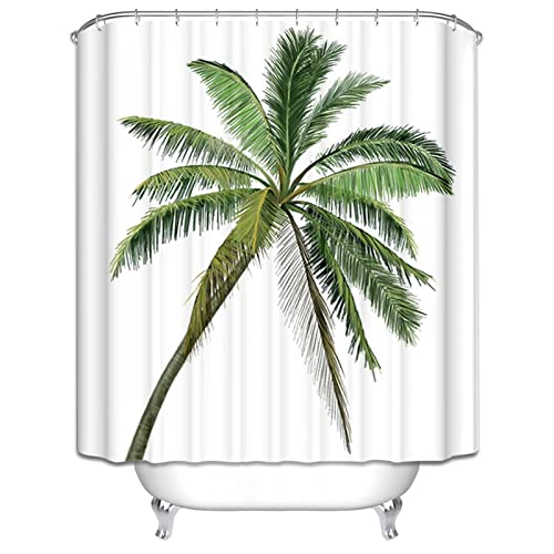 Rideau de bain polyester blanc vert avec anneaux 165x200cm