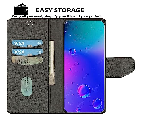 Image of SBMS Flip Cover Back Case Cover for Vivo Y02 with Magnatic Closure | Inbuilt Stand | Card & Money Pocket (Mat Black)