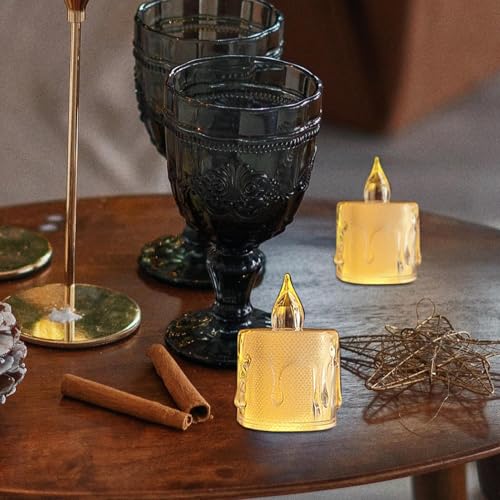 Velas LED sin llama intermitentes a pilas con cristal 7