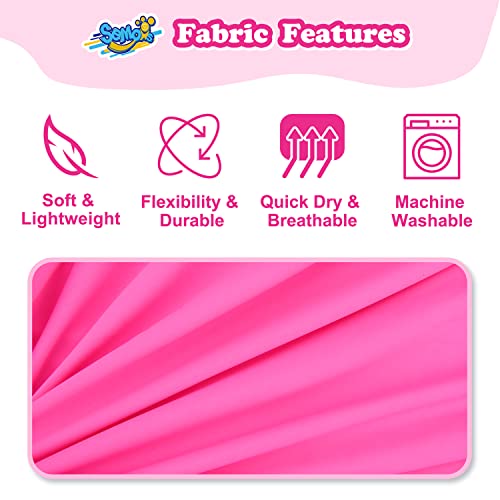 Girls Rash Guard Neon Pink Swim Shirt Long Sleeve for Toddler Kids 9-10Y Rashguard Water Swimwear UPF+ 50 Swimming Shirt4