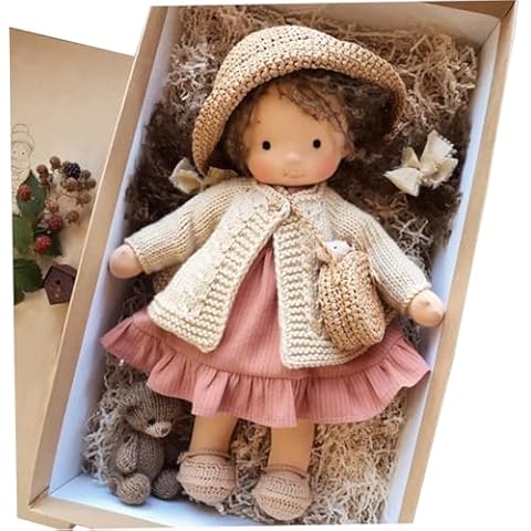 Kalastussaari Rag Doll with Gift Box 11x2x5 Ragdoll with Hat, Bag, Shoes, and More Decoration Cute Stuffed Baby Doll Toys for Babies & Toddlers Ideal Christmas Birthday Gifts Cute Dolls Cover