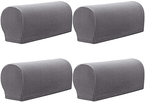 Arm Rest Covers Sofa Set of 4 Stretch Armchair Couch Non-Slip Furniture Protector Slipcovers for Chair Sofa Couches Recliner (Light Gray)