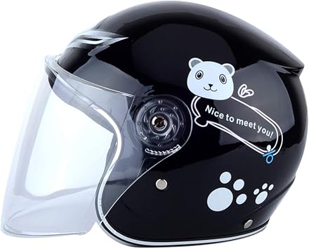 KENANLAN Children's Motorcycle Helmet Kids Bike Full Face Children's Helmets Ergonomic Warm Windproof Cycling Motorcycle Equipment for Winter Black