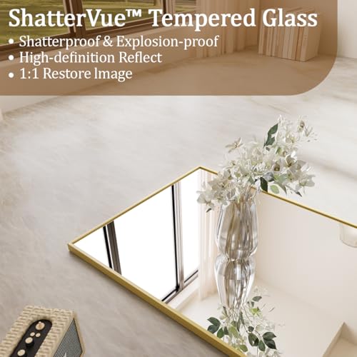 Koonmi 71"x26" Mirror Full Length, Standing Hanging or Leaning Against Wall Floor Mirrors, Full Body Floor Mirror for Bedroom Living Room, Gold