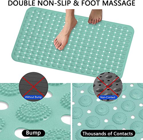 Image of VHKD PVC Bathroom mats Anti Slip Bathroom mat Non Slip Bath Anti Skid Doormat Rectangle (Marsh Green 70x35)