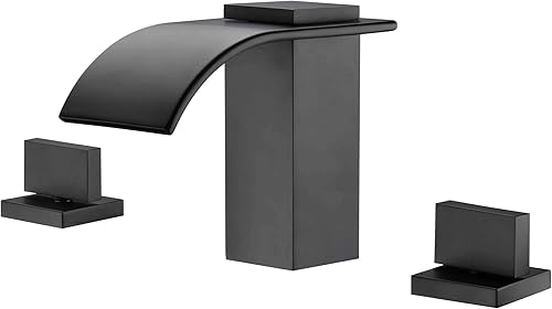 Vista 29 de SUMERAIN Grifo de baño de cascada de oro cepillado 3 agujeros 8 pulgadas grifo de lavabo de baño extendido