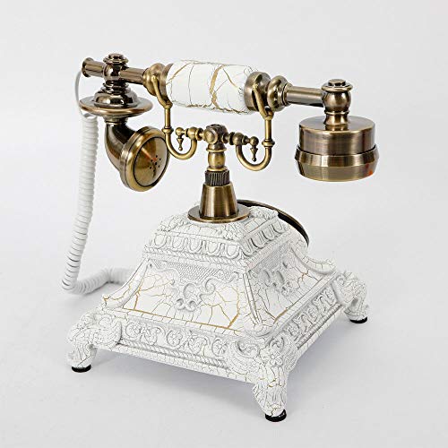 Teléfono vintage con cable estilo antiguo para escritorio blanco miniatura 5
